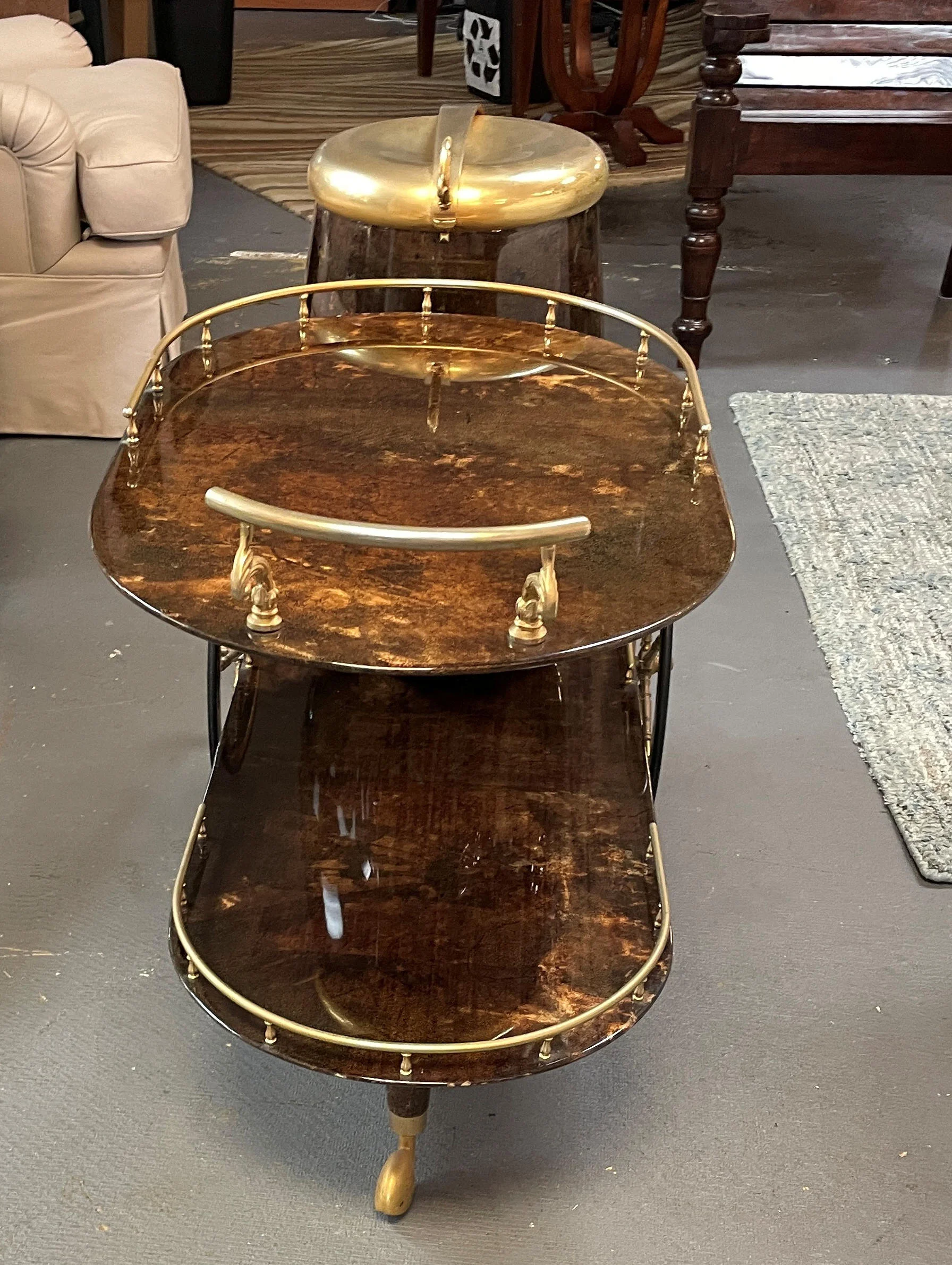 Encore Furniture Gallery-Aldo Tura Italian Lacquered Goatskin and